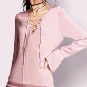 Line and Dot Revolve Lace up Bodycon Dress Mauve